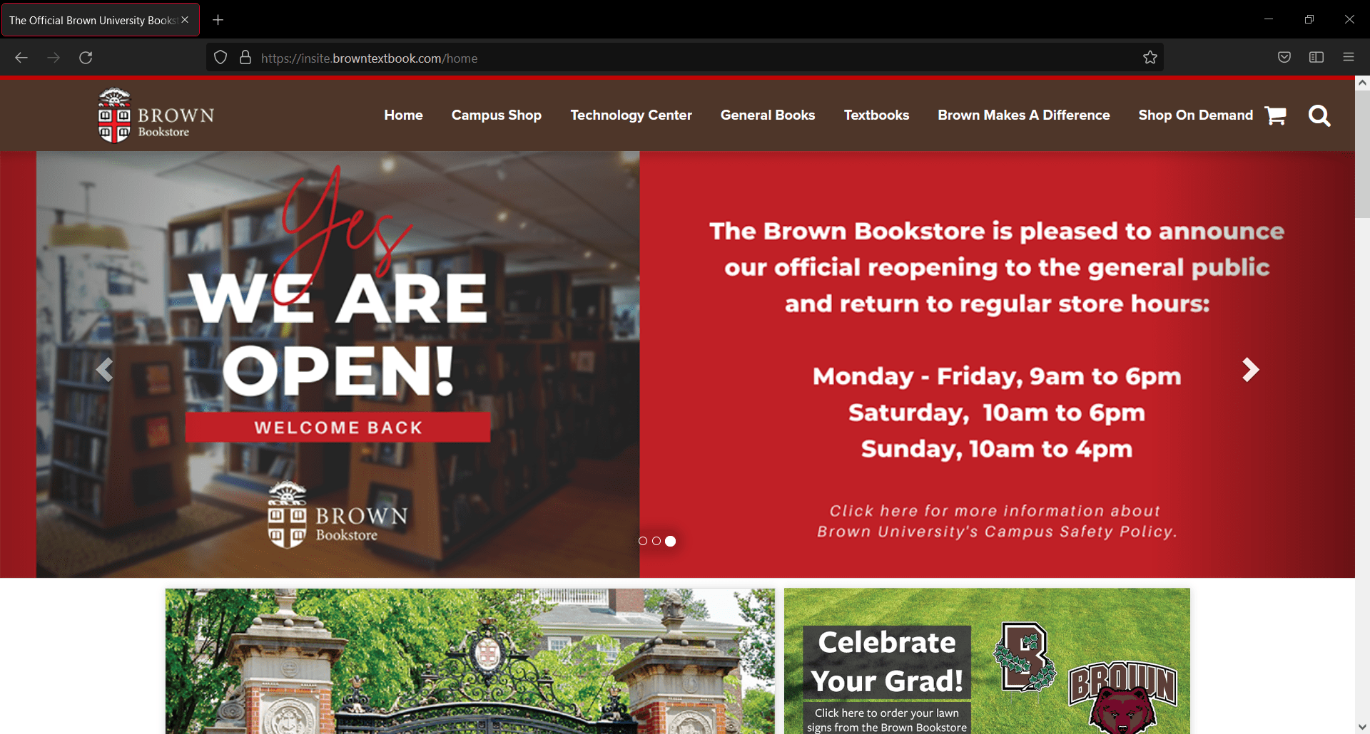 Brown Bookstore website