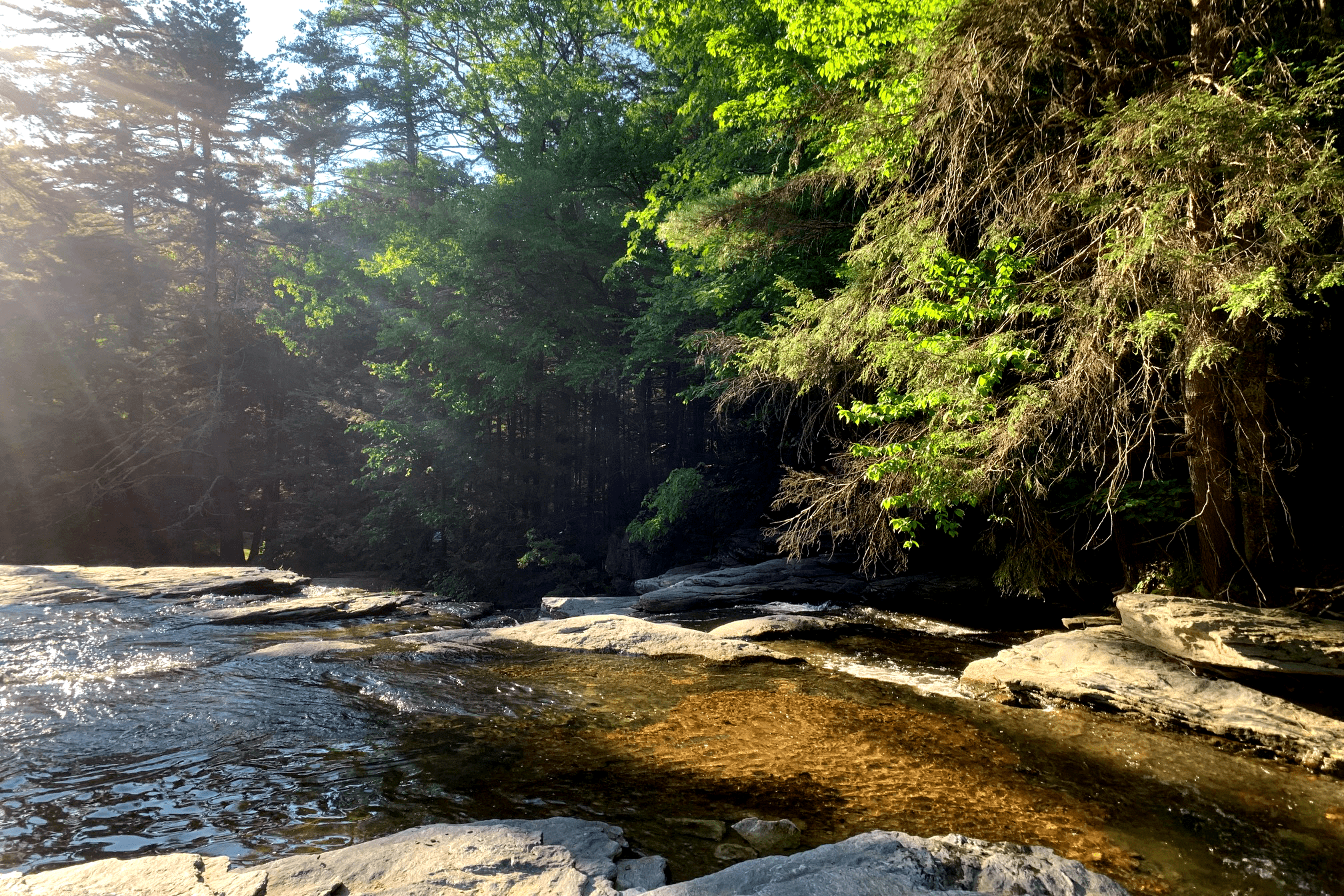 A waterscape of Umpachene Falls, MA